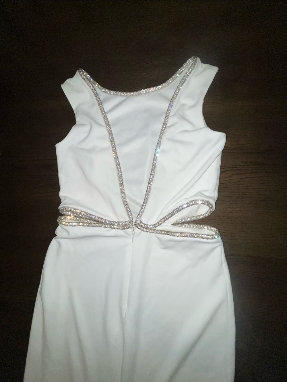 Fashion Nova White Cut Out Backless Gown w/Silver Accents Size M Medium Bridal - Picture 3 of 16